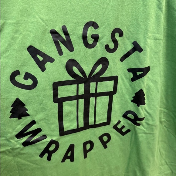 Gangsta Wrapper Graphic Tee Green Bella + Canvas Size L NWOT - Picture 2 of 2